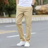 Herrenhose, schmale Passform, lässig, leicht, klassisch, gerade Hose, Sommer, Baumwolle, Stretch, Jogger, einfarbig, Khaki, für Herren