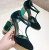 Robe chaussures luxe vert violet velours grosses pierres précieuses talons épais pompes dames t-strap cristal cheville boucle lolita mariage