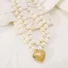 Gioielli di accessori da sposa con collana tridimensionale d'amore con perle a doppio strato