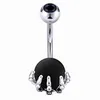 Navel Bell Button Rings 14G Stainless Steel Crystal Pendant Belly Button Rings Sexy Navel Piercing Ombligo Nombril Black Navel Ring Women Body Jewelry YQ240125