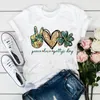 Camisetas con estampado de paz, amor y sol para mujer, camiseta de manga corta con cuello redondo, camisetas gráficas divertidas para mujer, ropa de calle