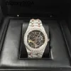 Luxe Ap Horloge Diamant Moissanite Iced Out Kan Testversie Stenen Skeleton Goud Gemengd Zilver Passeren Test Heren Vvs Diamanten Top Kwaliteit Mechanisch Eta Volledig Uit