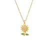Pendant Necklaces Cute Golden Sunflower Zircon Pendant Necklace Unique Innovative Women Fashion Accessories Personality Jewelry Specific Gifts YQ240124