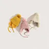 Beanie/Kafatası Kapakları Kış Bebek Örme Şapka Kuluçkuklar Düz Renkli Pompon Beanie Cap Çocuk Erkek Kız Kalın Sıcak Peluş Kulak Koruma Kapları Bonnet 240125