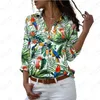 Camicette da donna Camicie a maniche lunghe da donna Stampate in 3D stile vacanza hawaiana Top casual larghi alla moda da strada