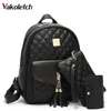 3 Sets Schultaschen für Teenager Girls New 2019 Women Rucksack Leder Ladies Umhängetaschen Book Tasche Black Rucksacks Beutel KL130 J3105