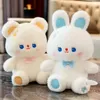 Little Bear Rabbit Doll White Children's Plush Toy Bow Bear Doll Girl Plush Doll Kawaii Filling Animal Patung Doll 240124