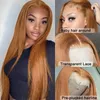 Ingefära blondin spets peruk svart kvinnors raka ljus syntetiska spets peruk t-del före plockad med babyhår utan lim peruk 230125