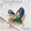 Pins Brooches 2022 Fashion Jewelry Enamel Pins Metal Crystal Rhinestone Hummingbird Brooch Broches Vintage Animal Bird For Women Me Dhspk