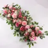 Fleurs décoratives 100CM bricolage fleur de mariage arrangement mural fournitures pivoines en soie rose rangée artificielle décor fer arc toile de fond ZZ