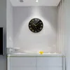 壁の時計ブラックマーブルゴールドテクスチャラウンドアクリルウォールクロックバッテリー操作リビングルームの装飾のためのサイレントノンチッキングハンギングハンギングウォールウォッチ
