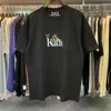 2024SS negro blanco albaricoque Casual KITH Tee hombres mujeres 1 clásico flor pájaro estampado Kith camiseta suelta manga corta con etiqueta a7