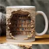 Mugs Ceramic 3D Library Bookshelf Mug Creative Space Design Mti-Purpose Coffee Cup Study Milk Friends Birthday Gift Drop Delivery Ho Dhvau