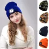 Beanie/Totenkopfkappen LED-beleuchtete Beanie-Mütze Unisex-Strickmütze mit LED-Beleuchtung und Stirnlampe, wiederaufladbare USB-Taschenlampe, LED-Mützen, Strickmütze, Angelmützen 240125