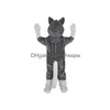 Trajes de mascote lobo fursuit cão raposa natal fantasia vestido de desenho animado personagem roupa terno adts tamanho carnaval páscoa gota entrega dhgqr