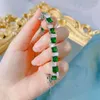 Charm Armband Luxury Designer Jewelry Simulation Emerald Gemstone Square Green Zircon Justerbart armband för kvinnor