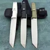 Ny T4000s Survival Straight Knife N690 titanbeläggning Tanto Blade Full Tang Gummiplasthandtag Fixade bladknivar med nylonhölje