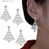 Stud Christmas Tree Earrings 925 Silver Needle Hypoallergenic Temperament Alloy Zircon Inlaid Earrings Holiday Party Jewelry Women Q240125