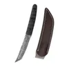 A0125 Survival Straight Knife 440C Laser Pattern Blade Full Tang ABS Handle Outdoor Camping Fishing Fixed Blade Knives with Leather Sheath MY