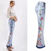 Frauen Jeans Damen Hohe Taille Flare Gestickte Blaue Frauen Streetwear Skinny Vintage Weibliche Sexy Mode Denim Hosen