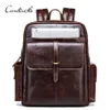 CONTACT'S 100% cowhide leather men's backpack for 13 inch laptop genuine leather bagpack casual male daypacks large trav192L