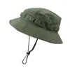 Berets Camouflage Boonie Bucket Hat With Chin String Outdoor Travel Fishing Sun Cap