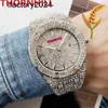 Ap Watch Diamond Moissanite Iced Out Puede pasar la prueba Ice Out Hip Hop Ocio para hombre Reloj de pulsera de cuarzo de acero inoxidable de 42 mm Calendario de oro rosa Pulsera dorada