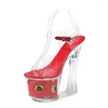 Sandali Scarpe da donna Sexy PU Tacco grosso Piattaforma Tacchi alti Party Taglia USA 4-10.5 No.10367-53