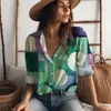 Camicette da donna Grafica geometrica creativa Camicia stampata 3D Shopping all'aperto Casual Primavera e autunno Grandi dimensioni a maniche lunghe