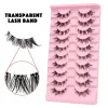 Cat Eye Lashes 10pairs False Eyelashes Natural Eyelashes Anime Winged Clear Band Lashes Fake Eyelash Manga Lashes Makeup