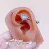 حلقات زر جرس السرة 1pcs شكل القلب حلقة الأنف مع CZ Crystal قلادة حلقة السرة الصناعية ثقب الأذن Tragus Helix ثقب الجسم المجوهرات yq240125