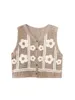 Damesvesten Dames S Boheemse bloemenprint Mouwloos V-hals Gebreid knoopvest Zomer Casual gehaakt tanktop Vest Streetwear