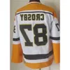 Men Vintage Classic Hockey 87 Sidney Crosby Retro Jersey 71 Evgeni Malkin CCM Black White Blue Yellow Team Color Brodery and Sewing 34