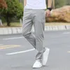 Herrenhose, schmale Passform, lässig, leicht, klassisch, gerade Hose, Sommer, Baumwolle, Stretch, Jogger, einfarbig, Khaki, für Herren