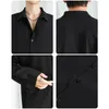 Katı gömlek erkek siyah uzun kollu gömlekler kore rahat bluzlar rahat gevşek klasik tek göğüslü 240125