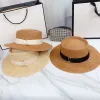 Chapeau de paille avec boucle en or pour femme, chapeaux de plage de styliste, tresse d'herbe d'été de luxe pour hommes, chapeau de seau plat ajusté Bob vacances Sunhats Casquette weote