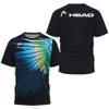 Herrgolf T-shirt badminton sportkläder andningsbar mäns fitness kort ärm boutique huvud randig tryckt tenniskläder