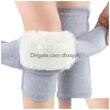 Elbow Knee Pads 1 Pair Outdoor Sports Warm Lengthened Protector Protective Elastic Wool Thermal P Kneepad Kneecap Kneelet Solid Dr Dho1H