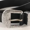 Cinture di lusso per cintura con fibbia in strass Cintura occidentale con borchie di cristalli Cowgirl Cowboy Be