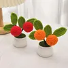 Decorative Flowers Kawaii Crochet Flower Potted Cute Pot Desktop Decoration Wedding Party Handmade Gifts