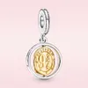 Sier Gold Plated Winged Key Pendant Charm Spinning Dingle Hanging Doe Patronus Fit Original Moment Armband Women Jewelry
