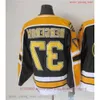 Film CCM Vintage Ice Hockey 77 Ray Bourque Jerseys sydd 37 Patrice Bergeron Jersey Black White 75th Yellow Men Re 44