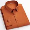 Chemises habillées pour hommes haute élasticité douce confortable mince chemise de travail blanche formelle affaires à manches longues hommes coupe ajustée sans fer sans poches