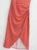 Robes décontractées YENKYE 2024 Femmes Vintage Dotted Rouge Corset Style Sling Robe Sexy Avant Slit Ruché Côtés Femelle Vacances Été