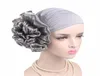 New Woman Big Flower Turban Elastic Cloth Head Cap Hat Beanie Ladies Hair Accessories Muslim Scarf Cap for Hair Loss Girl Hats7178989