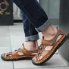 Sandały 2022 Oryginalne skórzane buty męskie buty Summer Nowe rozmiar Sandały Sandały Sandały Sandały Sandały Modne Sandały Rzymskie Kapcie