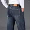 Erkekler Kot 2024 Sonbahar Klasikleri Erkekler Lüks Pamuk Gevşek Düz İş Moda Streç Denim Pantolon Erkek Marka Pantolon Gri Mavi