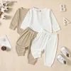 Clothing Sets Soft Cotton Newborrn Baby Clothes Set Infant Boys Girls Fall Outfits Long Sleeve Button Up Romper Pants 2PCS Set Toddler Suit