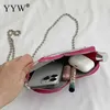 Evening Bags Cute Rhinestone Heart Mini Girl Bag Soft Flannelette Zipper Phone Key Wallet Purse Casual Metal Chain Crossbody Shoulder Handbag J240125