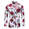 Mode Blume Gedruckt Herren Hemd Casual Plus Größe Langarm Shirts Männlich Slim Fit Büro M7XL 240125